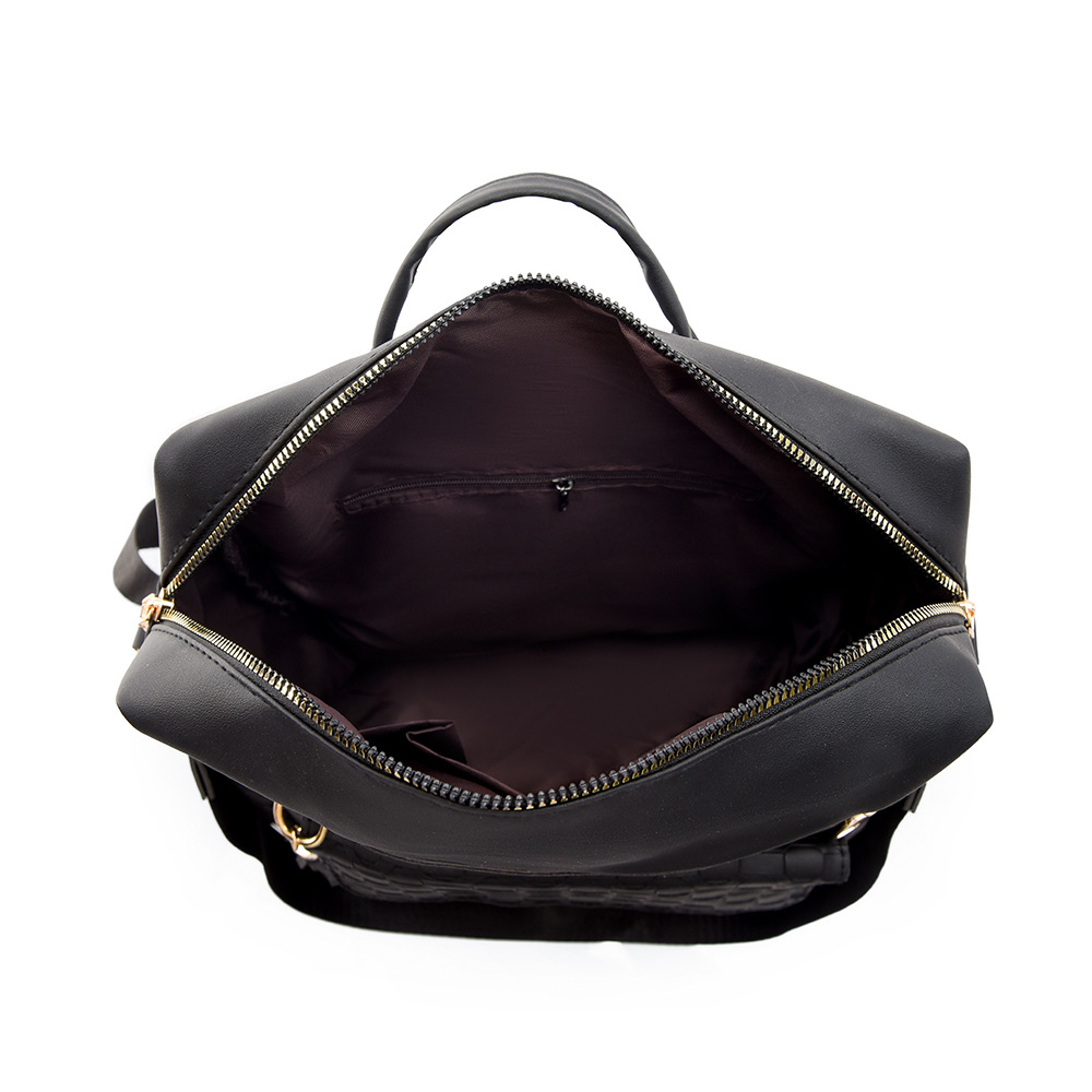 Mochila de cuero suave de color de contraste para mujer nueva transfronteriza Mochila de computadora de gran capacidad tejida de moda Mochila de mochila multiusos