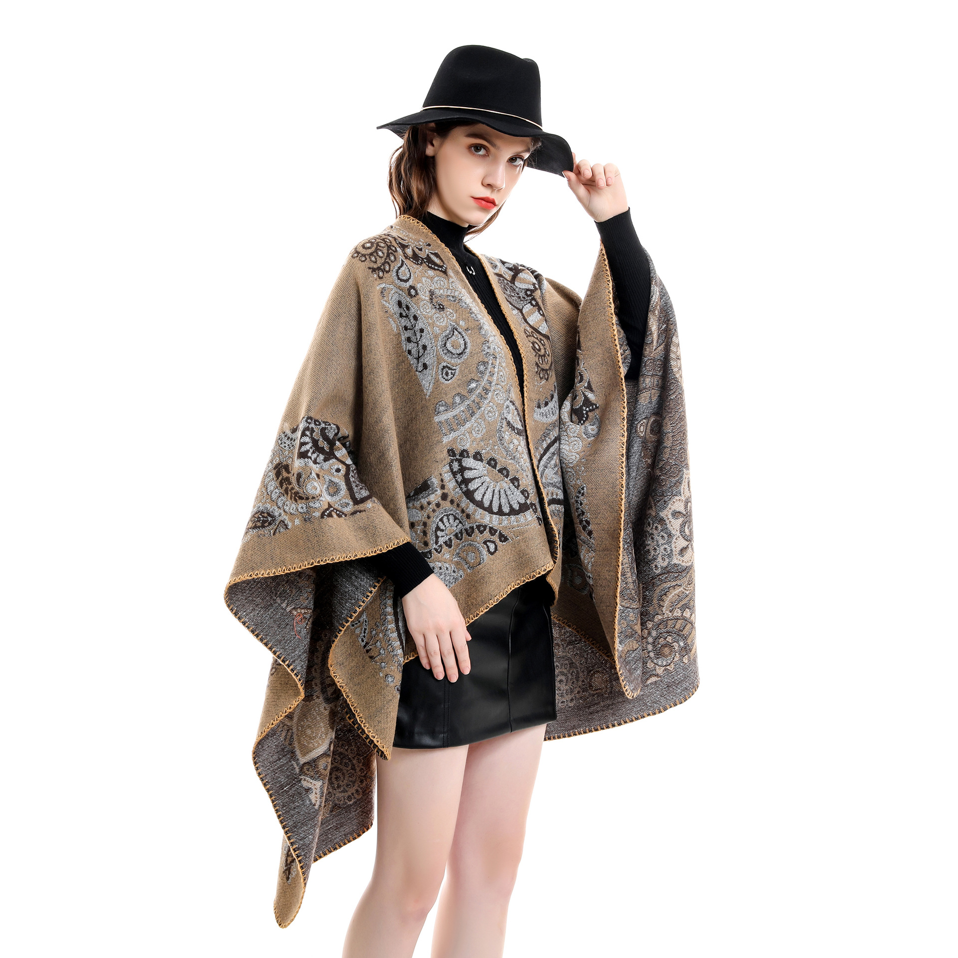 Chal de invierno nuevo estilo Cachemira-como capa caliente patrón de anacardo para las mujeres