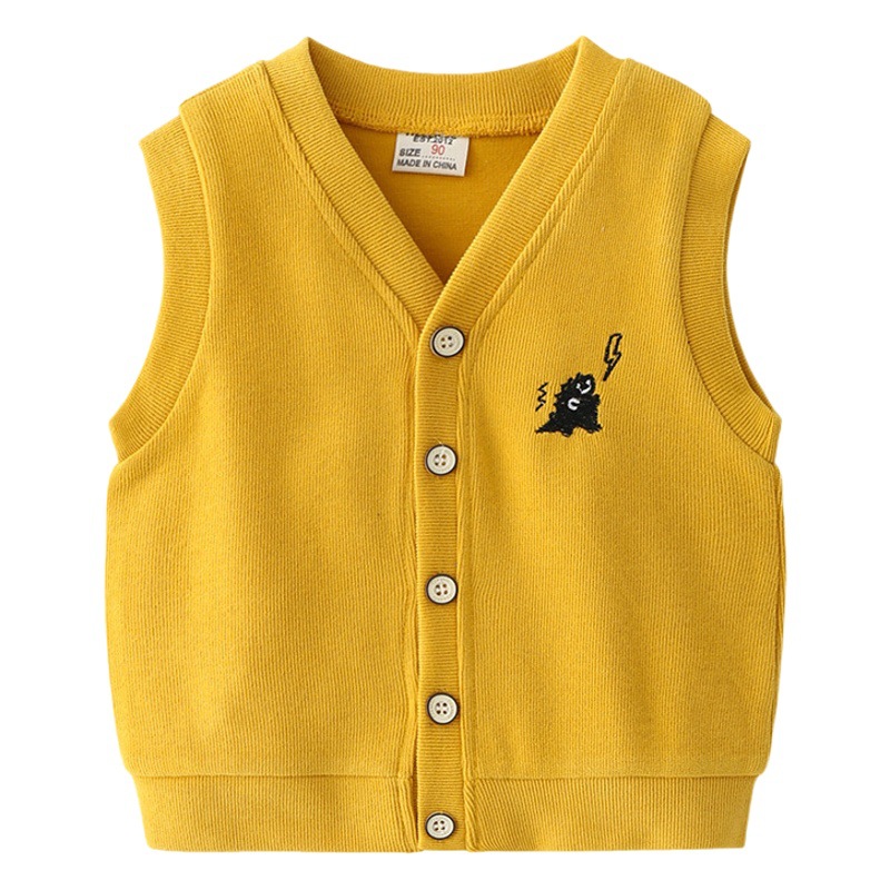 2026 Spring Children's Vest Cotton Ready Stock Trendy Boys' Top Non-Hooded Single-Breasted Cute Style Children's Clothing