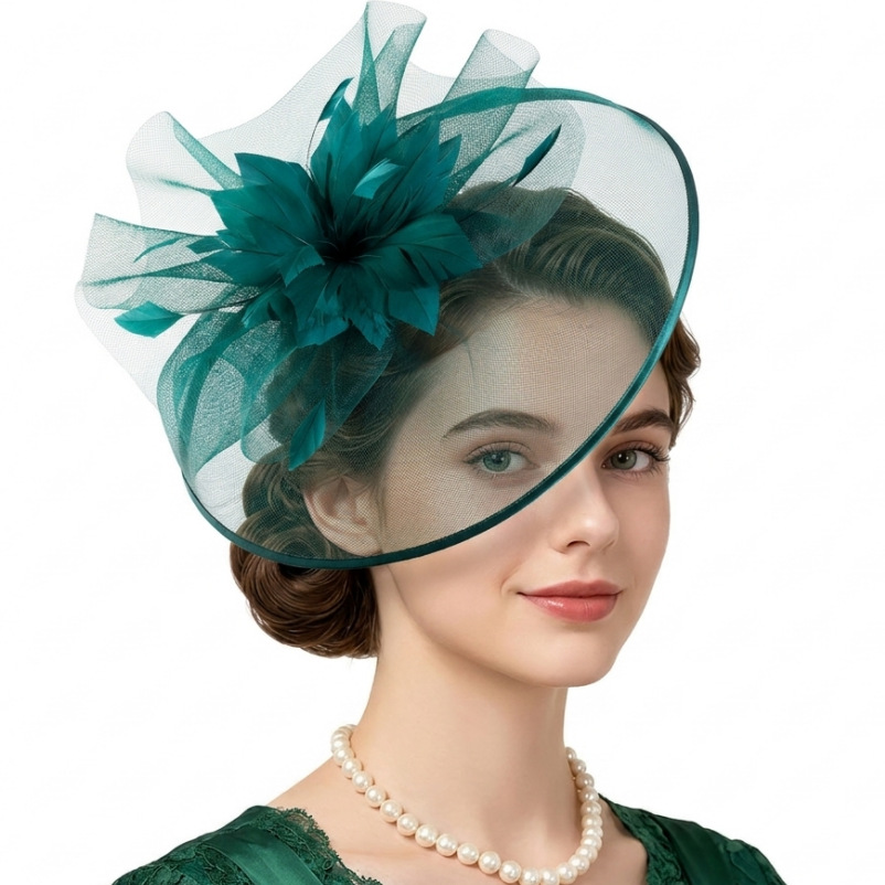 New party and ball headband, dual-use mesh exaggerated feather headpiece, bridal photo shoot headwear and hair accessory