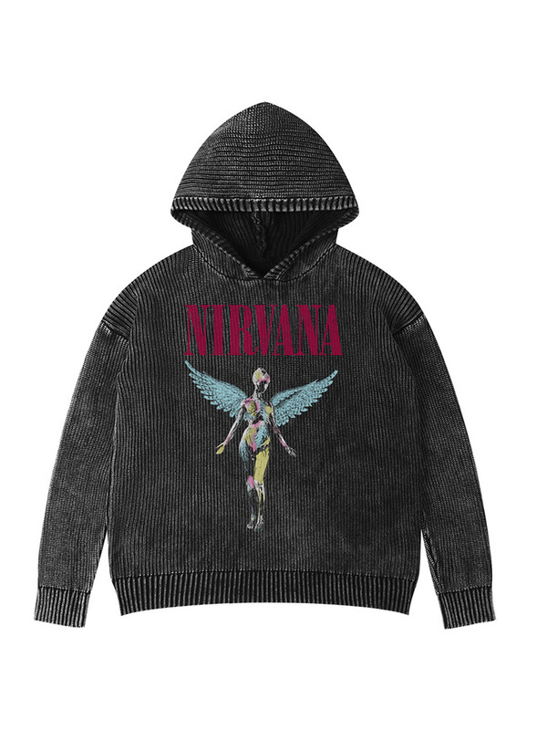 Sliver / Dive Nirvana Band Nirvana Album Rock American Loose Washed Men's Hooded Sweater Sliver / Dive Nirvana Band Nirvana Album Rock American Loose Washed Men's Hooded Sweater