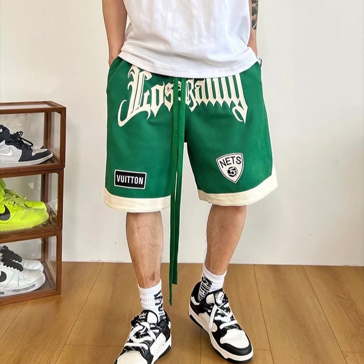 Nuevos pantalones cortos 2024 para hombre, marca de moda, color sólido, contraste simple, pantalones de chándal de cinco puntos rectos sueltos casuales