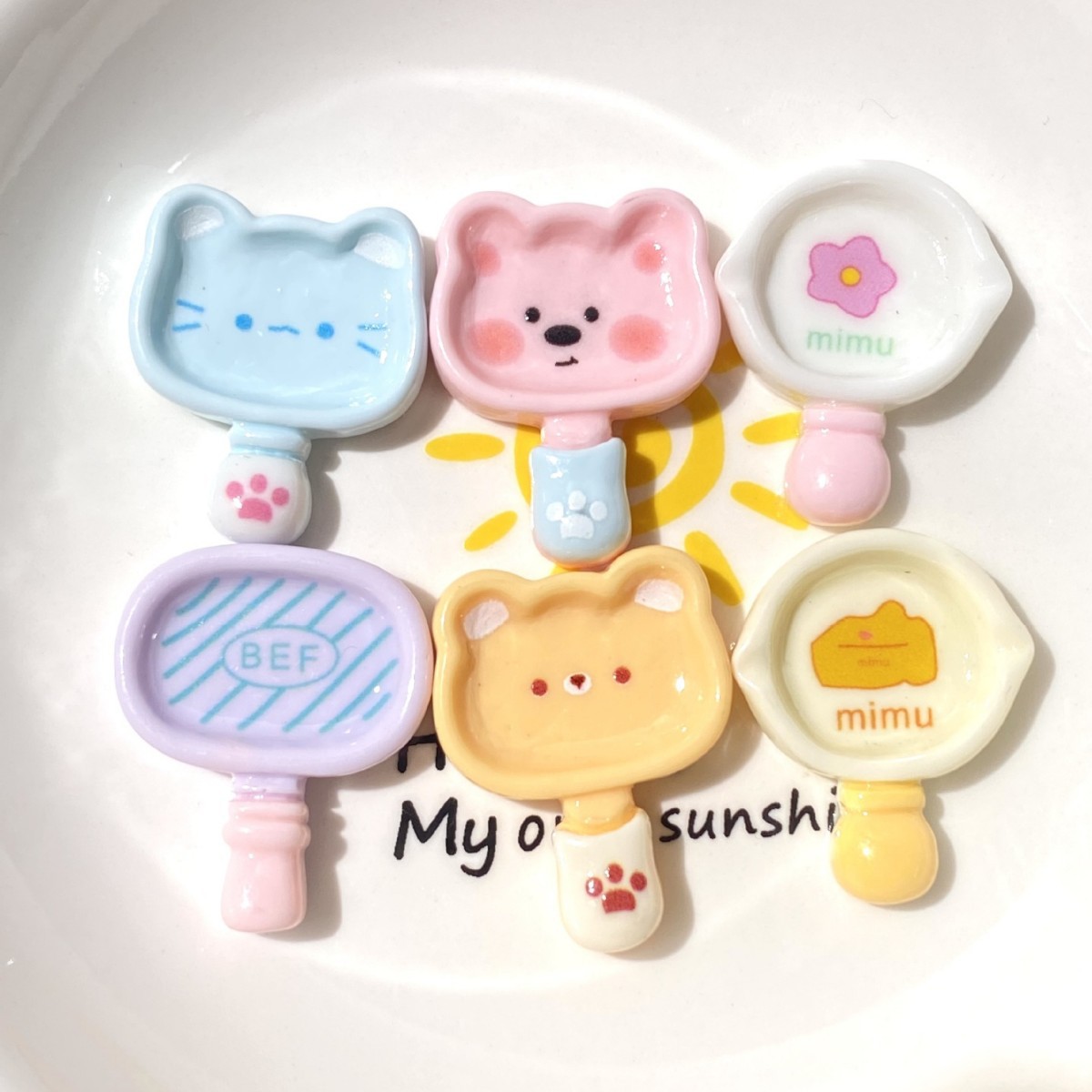 Cartoon Animal Tableware Creative Handmade DIY Cream Glue Mobile Phone Case Hairpin Resin Jewelry Material Package Wholesale