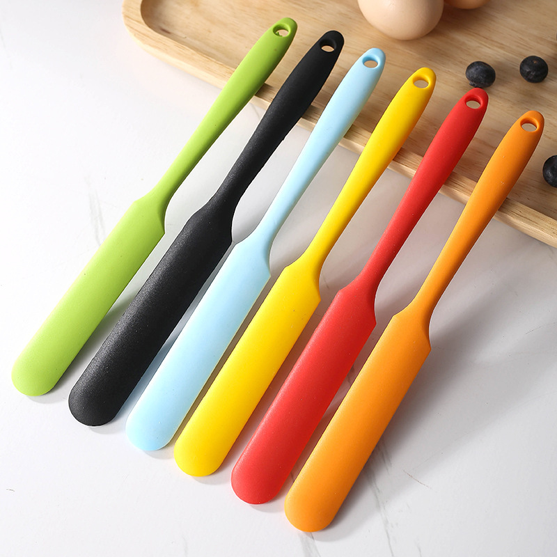 small size silicone long spatula flour small spatula integrated jam small spatula children's complementary food cup wall long spatula