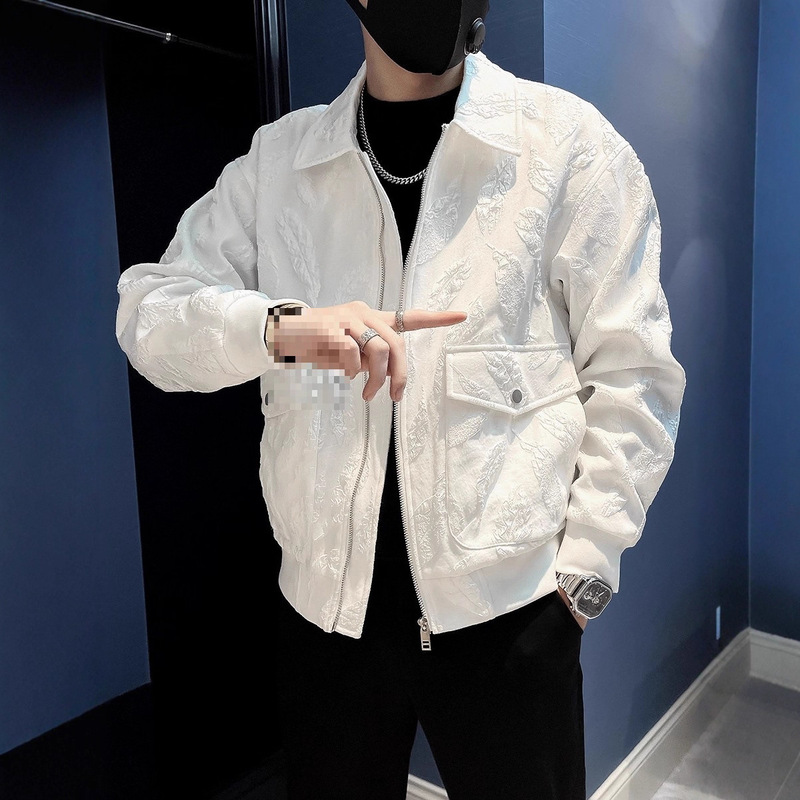 Trendy Men's Slim Fit Korean Style Jacquard Jacket 2025 New Popular Streetwear Cool Jacket Trendy Men's Slim Fit Korean Style Jacquard Jacket 2025 New Popular Streetwear Cool Jacket