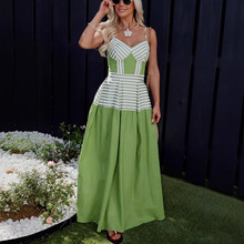 INS跨境外贸独立站2025新款欧美夏季性感露背印花 吊带连衣裙女