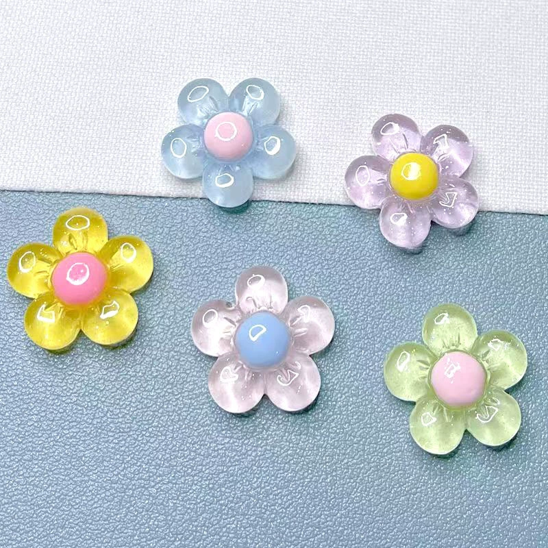 DIY смола фитинги жирный цветок прозрачный пятилестовый цветок чехол для телефона аксессуары для волос чашка воды канцелярская коробка декоративные украшения