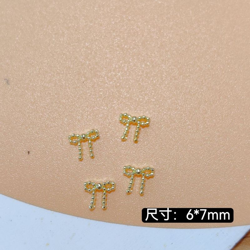 美甲法式蝴蝶结飘带饰品新款合金甜心百搭迷你桃心领结指甲装饰品|undefined
