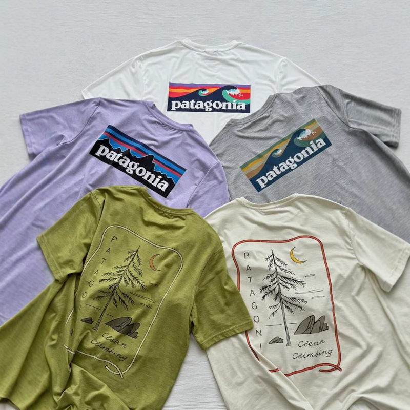 Pata American Outdoor Style Smooth Elastic Breathable Sea Wave Mountain Forest C1 Quick-Drying Short-Sleeved T-Shirt for Sports and Fitness