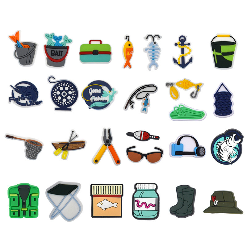 Cross-Border Fishing Gear Fishing DIY Jewelry Accessories Mobile Phone Case Flat Decoration Wholesale Small Pvc Patch Soft Rubber Accessories
