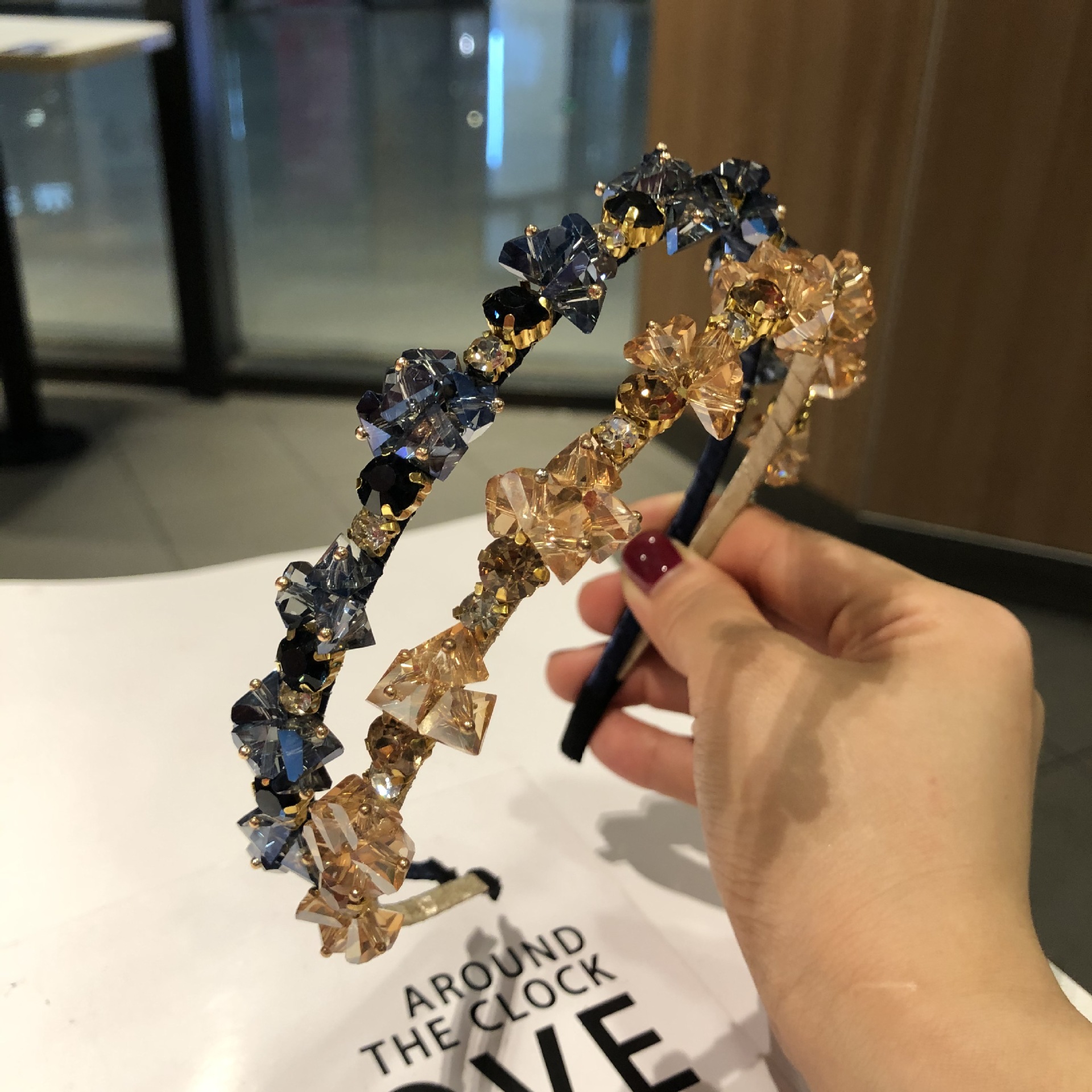 韓國飾品東大門水晶水鑽發箍法式優雅頭箍宴會發卡髮飾頭飾壓發