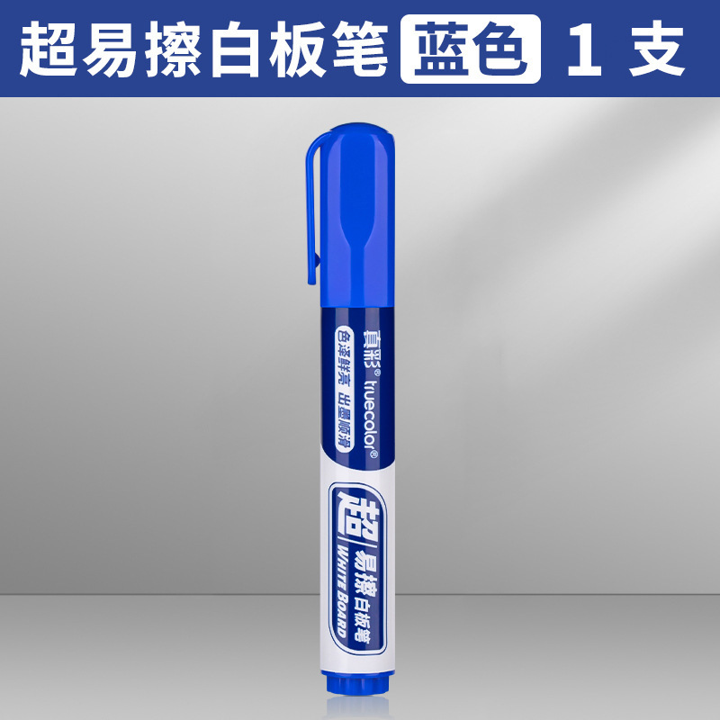 True Color 0996 Pluma de pizarra borrable Pluma de agua de pizarra Pluma de marcado negro a base de agua borrable Cabeza gruesa de tablero de dibujo rojo del maestro