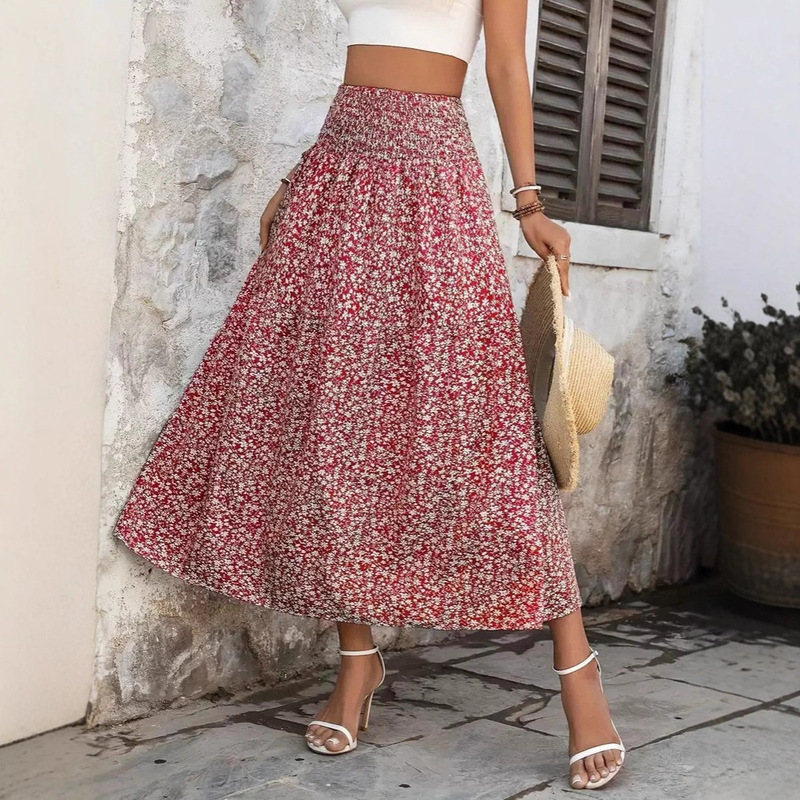 Spring Summer Autumn plus size Women's chubby girl Skirt Elasto Waist Casual Floral Mid-Length Skirt Dagging A- Line Skirt Spring Summer Autumn plus size Women's chubby girl Skirt Elasto Waist Casual Floral Mid-Length Skirt Dagging A- Line Skirt