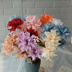 仿真紫蘭花新款婚慶花材歐式復古秋色系假花家居裝飾婚禮堂大爪菊