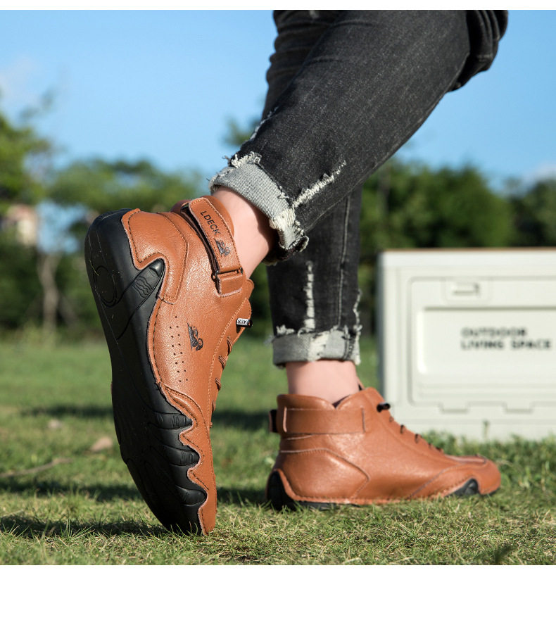 Bốt Martin nam cổ cao dáng ngắn, mũi tròn, đế bằng, phong cách thường ngày — C8008 màu kaki, C8008 màu xám, C8008 màu đen, F8008 Màu xanh lá cây chi tiết 18