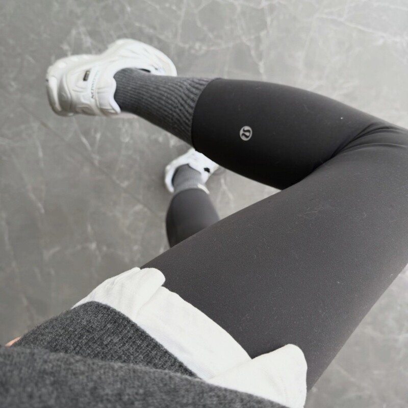 LULU original brand women's brushed nine-point pants, high-waisted, hip-lifting, quick-drying, elastic, for sports, fitness, and yoga