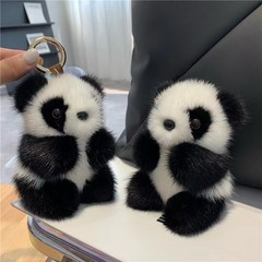 Cute and exquisite panda imitation mink fur car keychain pendant plush doll doll bag pendant birthday gift