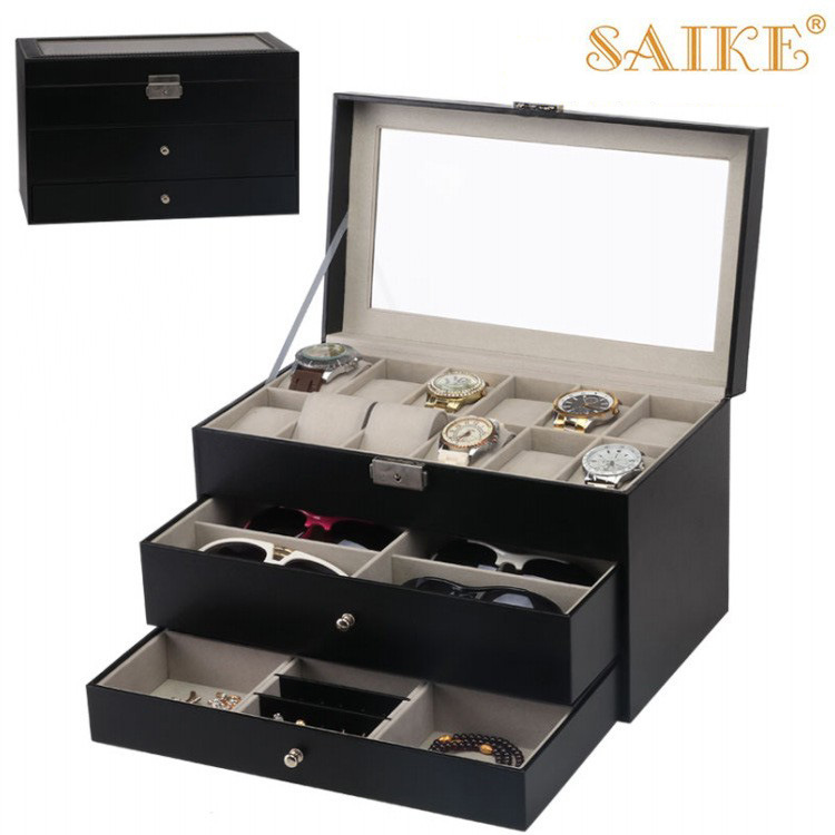 现货批发3层手表眼镜首饰多功能收纳盒箱子一箱多用饰品