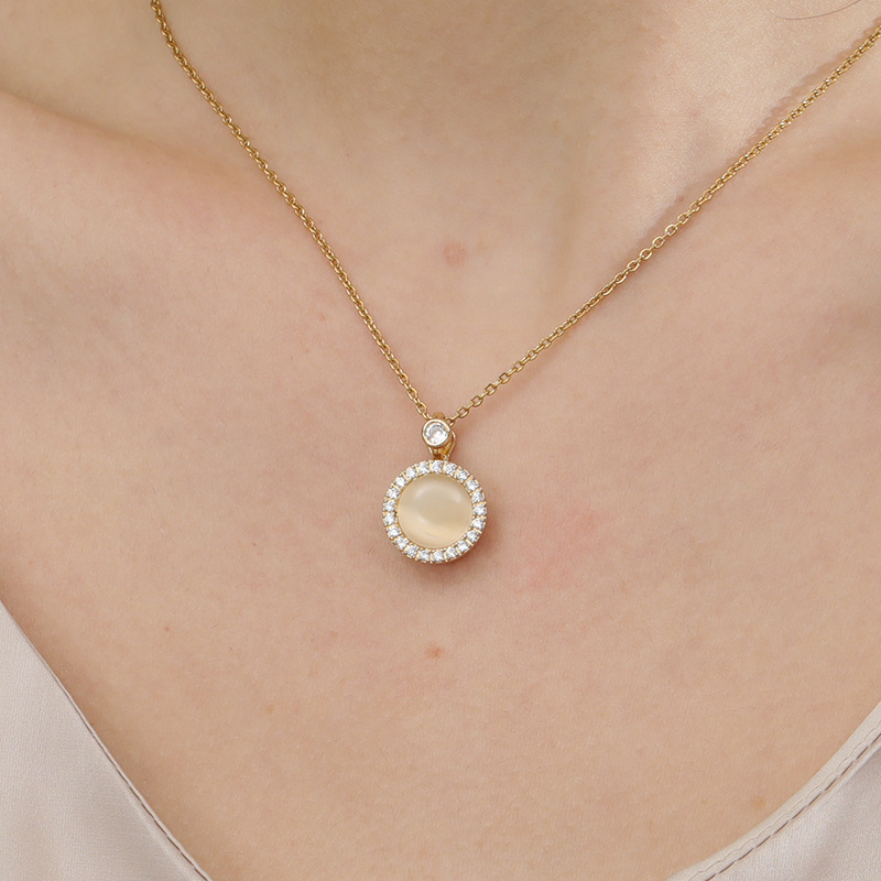 Elegant Round Copper Opal Zircon Pendant Necklace In Bulk display picture 3
