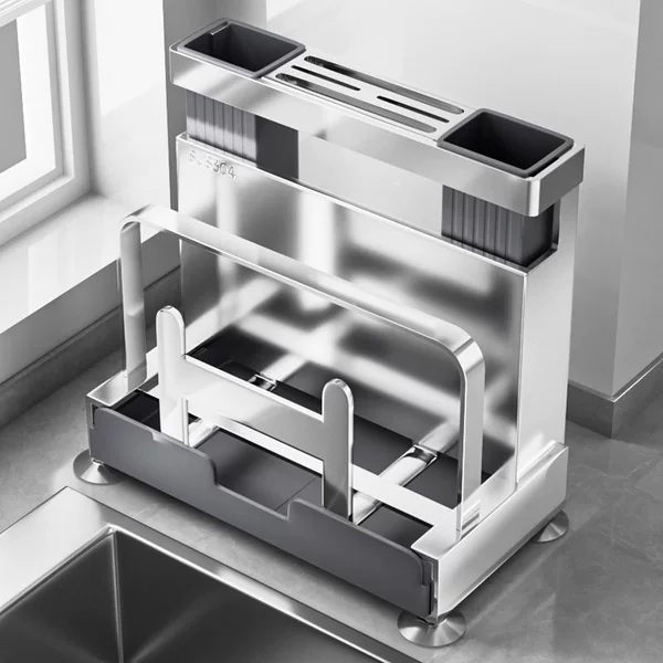 Source Factory 304 Stainless Steel Kitchen Knife Rack Storage Rack Chopping Board Rack Integrated Chopsticks and Knife Storage Rack