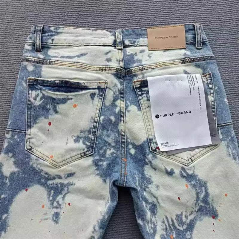 PUR Collection High Edition AM Foreign Trade Style Blue Distressed Slim Fit Stretch Printed Dyed Skinny Men's Jeans 008_voghion.com