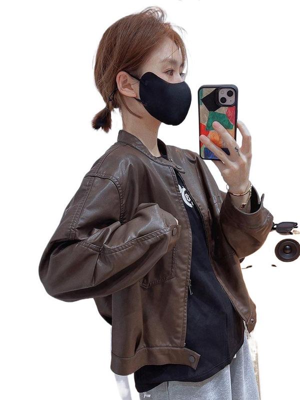 咖色皮衣2025早春新款爆款小个子短款立领小香风夹克外套女春秋款|undefined