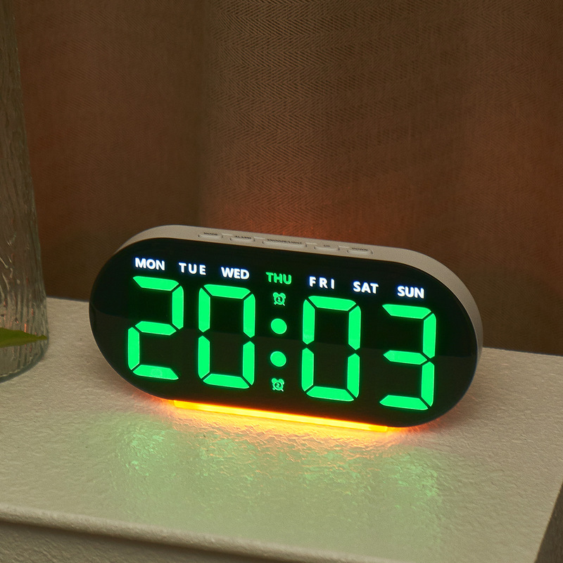 新しい多機能目覚まし時計雰囲気ライト LED 大画面ベッドサイド時計クロスボーダー GH9003|undefined