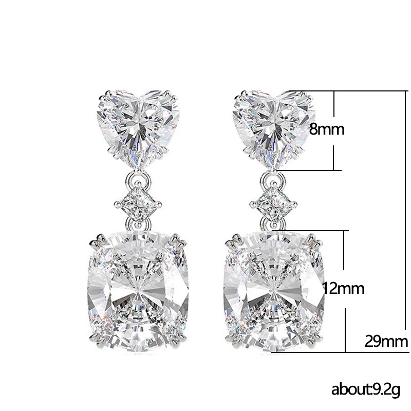 Flash Diamond Pink Yellow White Heart Shaped Copper Inlaid Zircon Earrings display picture 1