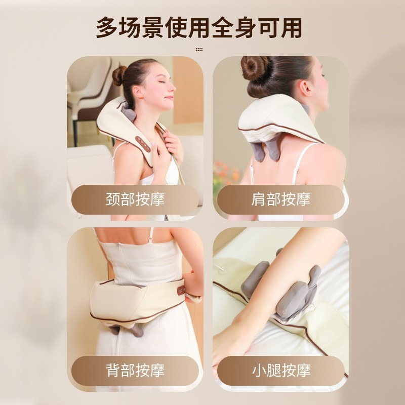 Masajeador de hombros y cuello con compresa caliente, masajeador de músculos cervicales y trapezius, chal de masaje multifuncional, estilo chal image 3