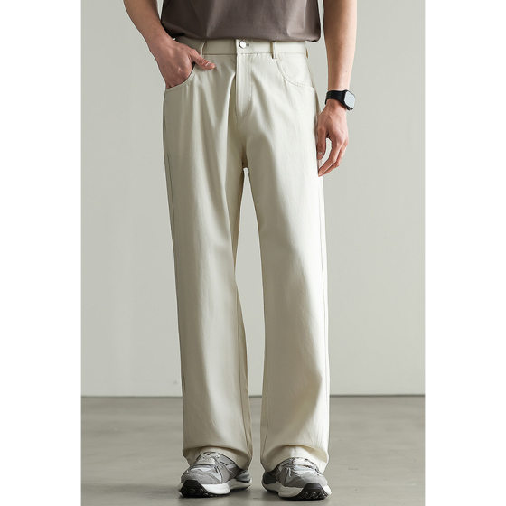 Lyocell Tens Cotton Pleated Draped Wide Leg Pants Men's 2025 Spring and Summer Casual Straight Pants Men's