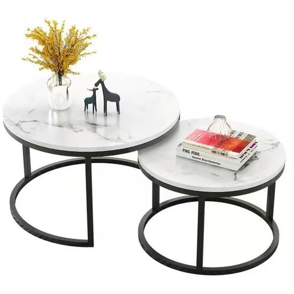 Mesa de centro pequeña, arte de hierro, apartamento pequeño moderno simple, sala de estar, hogar, mesa redonda creativa, red roja, mesa de centro de combinación de lujo ligera