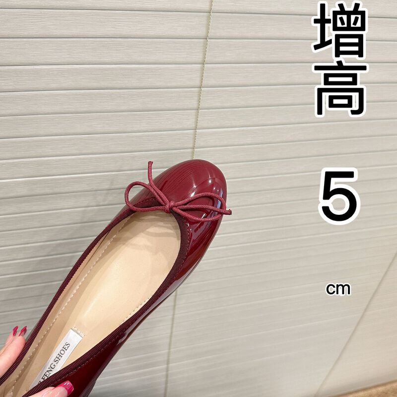 Sheepskin version ~ small height French bow round head shallow mouth real soft leather shoes women's commuter shoes
