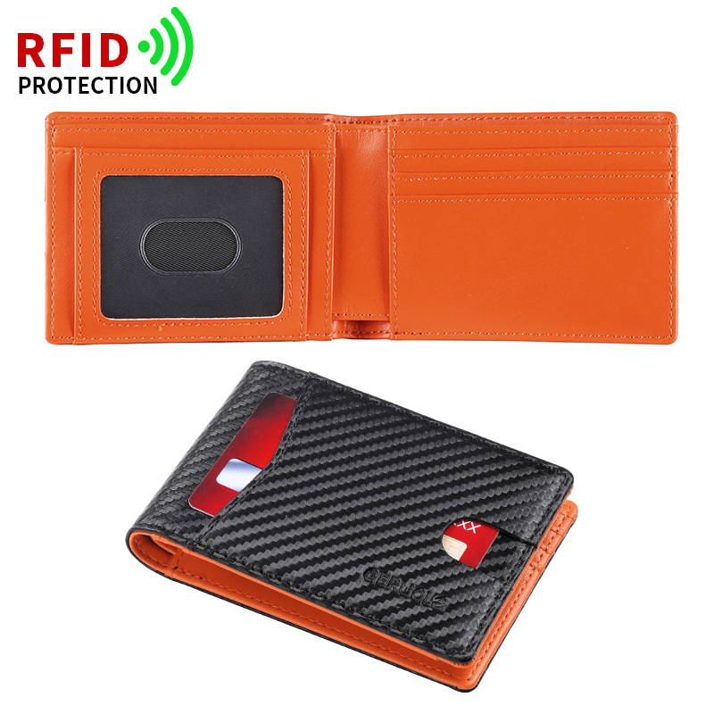 Geruola billetera con clip de oro estadounidense ultrafino para hombre, billetera de fibra de carbono explosiva de Amazon europea y americana, tarjeta bancaria simple