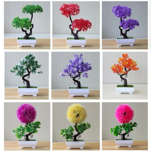 Artificial Plants Potted Bonsai Green Small Tree Plants Fake