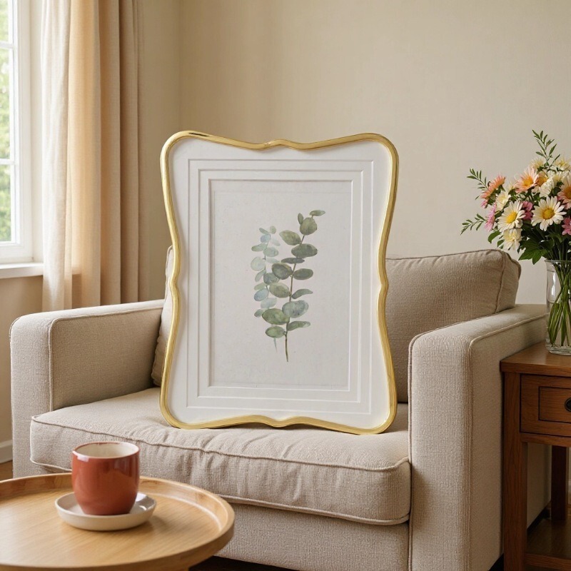 Gold Metal Frame with Three-Layer Cardboard Inserts, Simple Soft-Style Photo Frame for Tabletop Display Gold Metal Frame with Three-Layer Cardboard Inserts, Simple Soft-Style Photo Frame for Tabletop Display