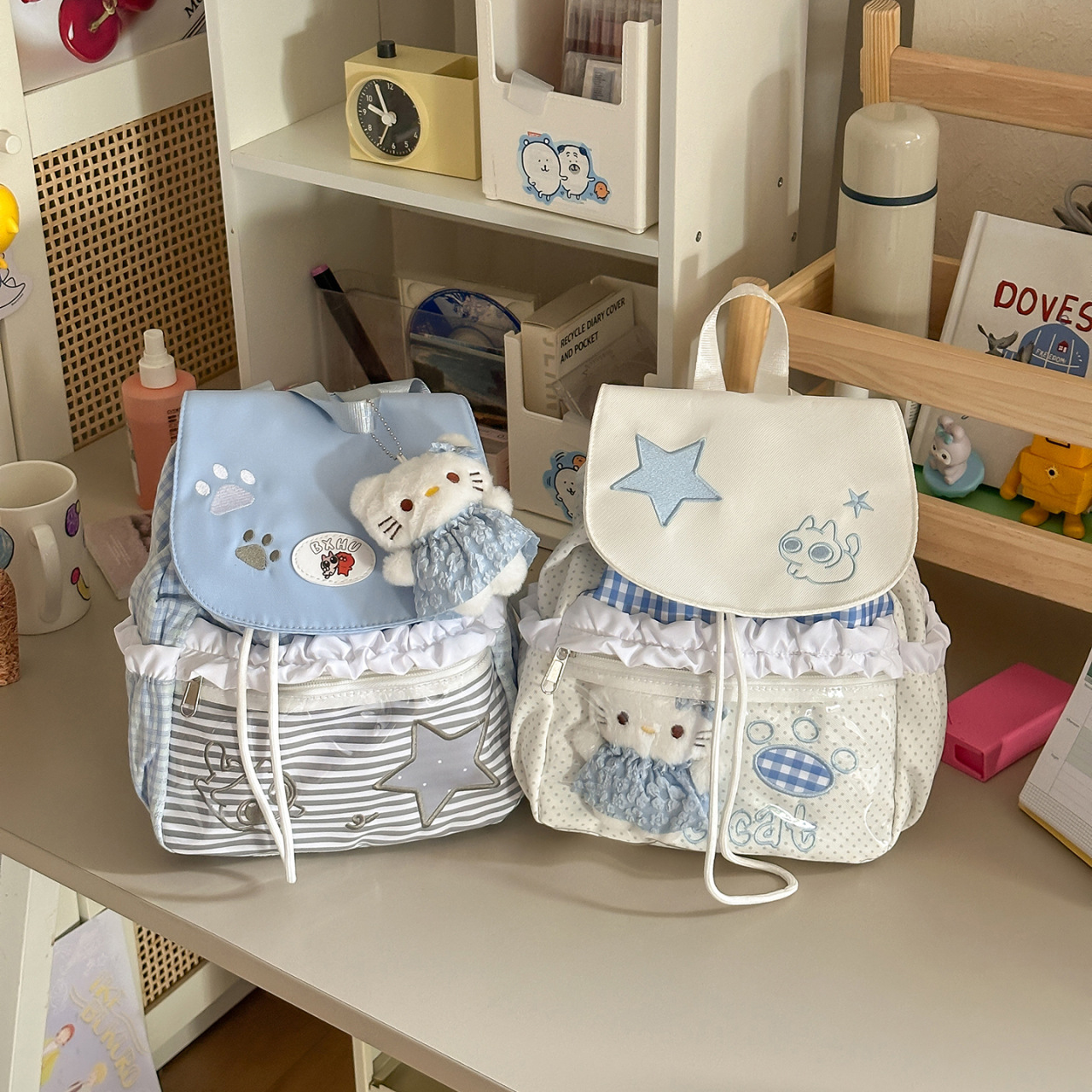 Cartoon Cute Embroidered Flip-Top Backpack 2026 New Korean Style Fresh High-Value Portable Small Backpack for Women