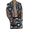 Men’s casual print loose shirt beach suit