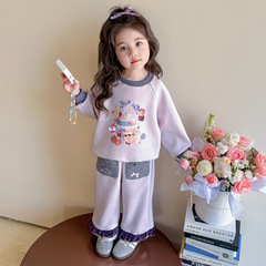 女童套装2025新款儿童洋气时髦卫衣两件套宝宝春秋款休闲直筒裤子