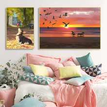 可爱狗狗装饰画治愈系卡通柯基儿童房床头壁画宠物店动物医院挂画