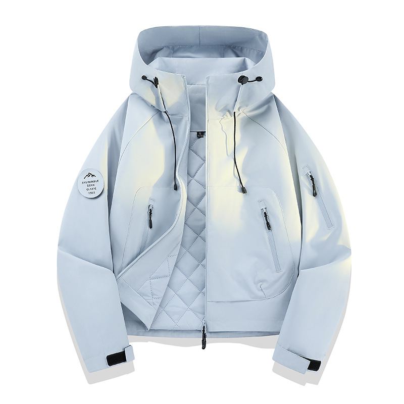 New autumn and winter waterproof and windproof hooded cotton jacket, unisex outdoor thickened mountaineering and travel coat, couple's jacket