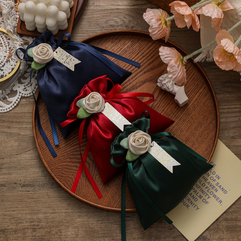 2025新型結婚喜糖箱喜糖袋結婚式布袋風結婚ベルベット結婚期少女心森系糖袋|undefined