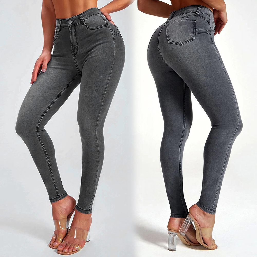 Women's High Waisted Slim Fit Elastic Jeans For Autumn Winter_voghion.com