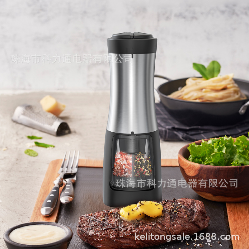 ODM personalizado comercio exterior venta caliente dos en uno molino de silo doble tipo batería seca sal gruesa pimienta amoladora eléctrica