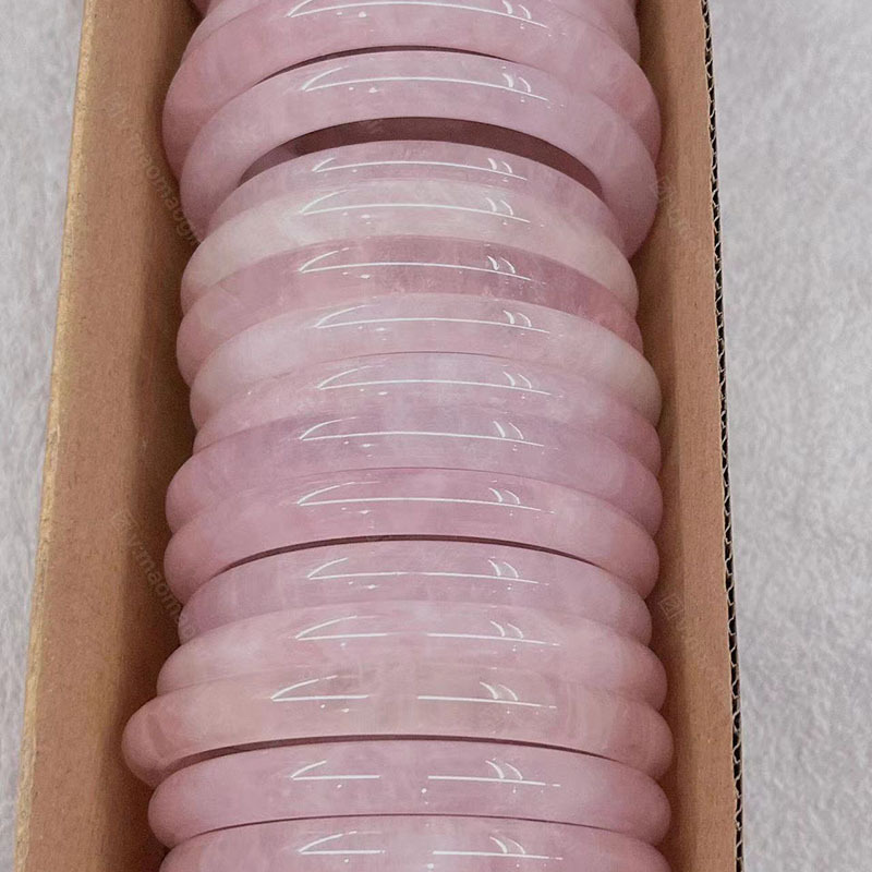 天然正品粉红水晶手镯首饰通透宽版红色女款小众饰品镯子冰种手环|undefined