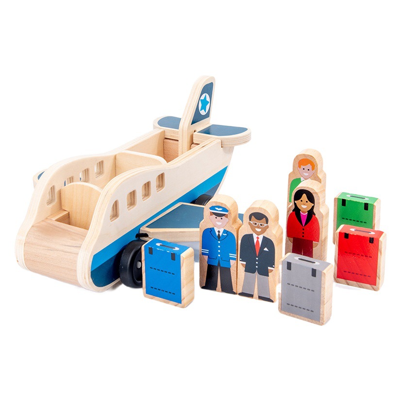 Cross-border children's wooden simulation engineering vehicle double-layer truck fire truck excavator aircraft nut tool toy car
