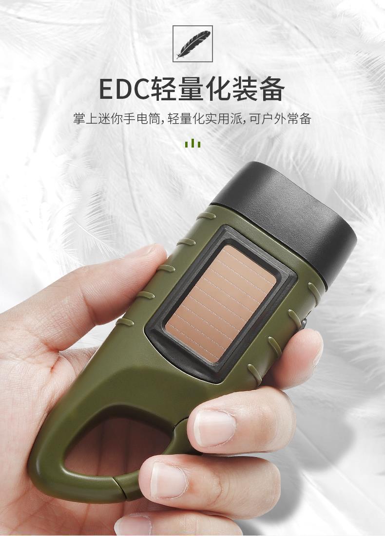 Emergency Flashlight with Strong Light, Long Battery Life, Large Capacity, Solar-Powered Hand-Crank Generator, Outdoor Charging, Portable