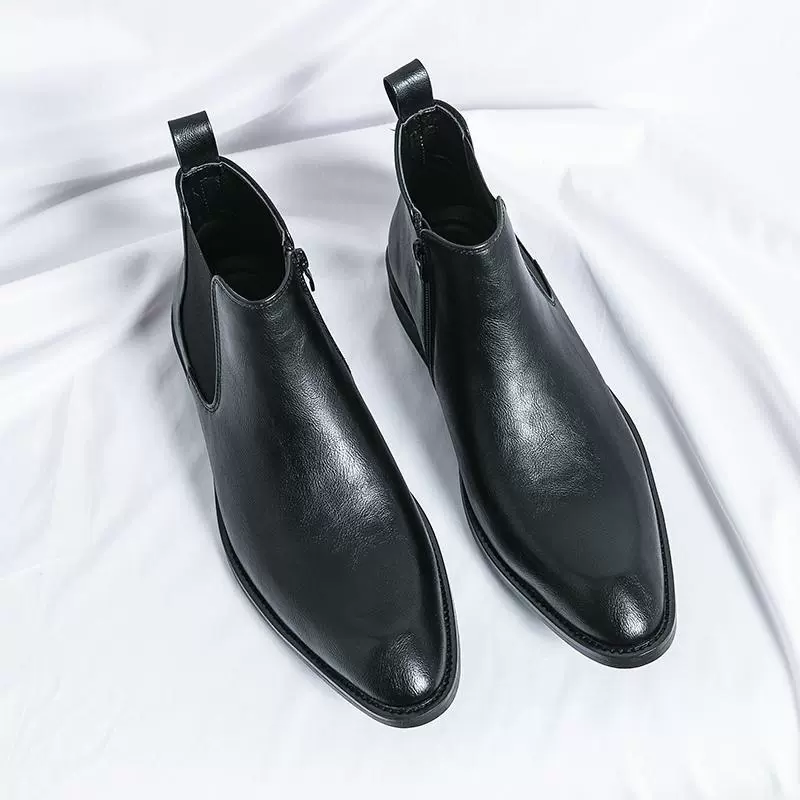 Мужская обувь трансграничный большой размер новые кожаные сапоги модные мужские повседневные туфли тренды ретро Мартин сапоги высокие заостренные короткие сапоги