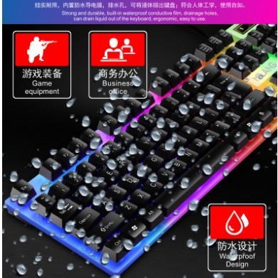 T6有線カラフル発光バックライトusbキーボードマウスセット機械手触りバックライトキーマウスセット|undefined