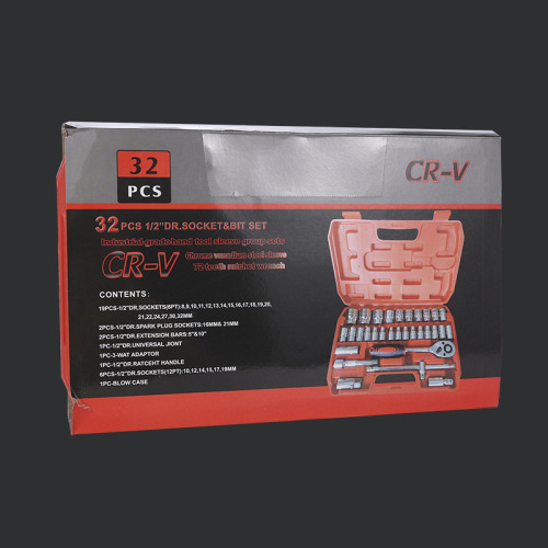 Factory Sales Car Repair Tools 32-Piece 37-Piece Set Combo Set Socket 1/2 Large Flight Ratchet Wrench Tool Kit