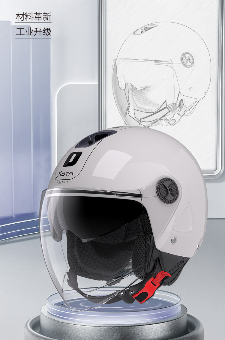 3C Certified Electric Vehicle Helmet with Removable Lining, Adjustable All-Season Windproof Safety Helmet, Motorcycle Half Helmet